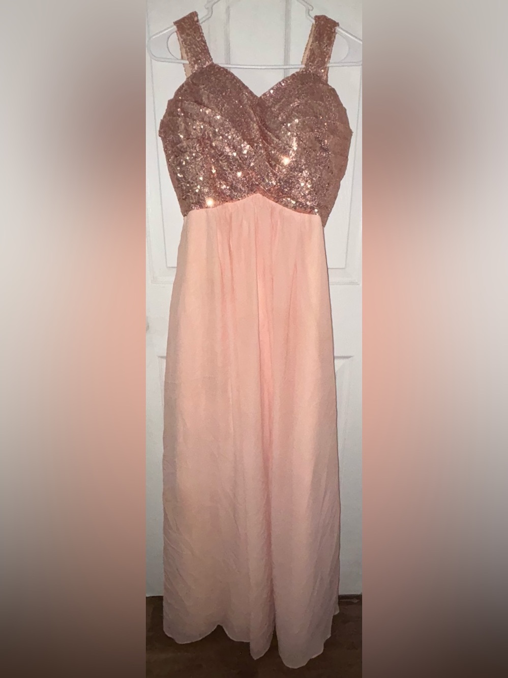 Blush Pink Sequin Bodice Maxi Dress